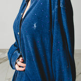 178-  Camicia VINTAGE  oversize in maglia  XXL  circa 600 strass cangianti viola blu