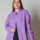 180 - Camicia Vintage maschile lillaTg oversize L con circa 500 strass bianchi