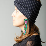 183 Fascia elastica per capelli a righe blu e bianca