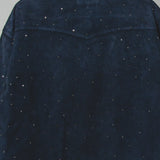 185 Camicia Valentino jeans grigio tg 58 con pittura di fiori e strass argento