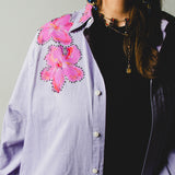 186 Camicia Ralph Lauren lilla con pittura e strass