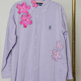 186 Camicia Ralph Lauren lilla con pittura e strass