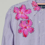 186 Camicia Ralph Lauren lilla con pittura e strass
