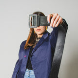 18 - POWER BELT – Cintura Vintage in Pelle Grigia.