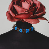 18 - PET À PORTER – ROSE COUTURE | Collare gioiello marrone e blu elettrico | 25–32 cm