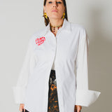 193 Camicia Cuore – Camicia bianca in cotone elasticizzato con ricamo a mano TG 44