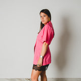 194 Camicia Ciao Amore – Camicia fucsia in cotone con ricamo a mano
