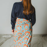 198 Camicia RL blu navy con ricami a mano e fili a vista tg S