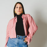 199 Camicia Crop Stardust – Camicia rosa con micro strass Valentino
