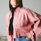 199 Camicia Crop Stardust – Camicia rosa con micro strass Valentino