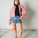 199 Camicia Crop Stardust – Camicia rosa con micro strass Valentino