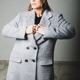 FUCHSIA JACQUARD BOMBER STYLE JACKET - REVERSIBLE IN BLACK VELVET FABRIC - CONTRASTING POCKETS