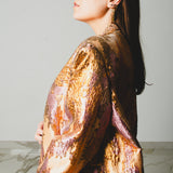 FUCHSIA JACQUARD BOMBER STYLE JACKET - REVERSIBLE IN BLACK VELVET FABRIC - CONTRASTING POCKETS