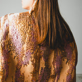 FUCHSIA JACQUARD BOMBER STYLE JACKET - REVERSIBLE IN BLACK VELVET FABRIC - CONTRASTING POCKETS