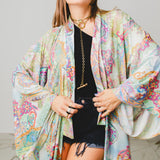 Kimono GUSTAVO sartoriale lungo in viscosa e lurex, stampa paisley