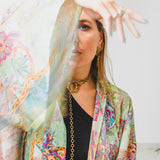 Kimono GUSTAVO sartoriale lungo in viscosa e lurex, stampa paisley