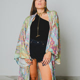 Kimono GUSTAVO sartoriale lungo in viscosa e lurex, stampa paisley