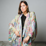 Kimono GUSTAVO sartoriale lungo in viscosa e lurex, stampa paisley