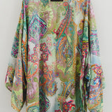 Kimono GUSTAVO sartoriale lungo in viscosa e lurex, stampa paisley