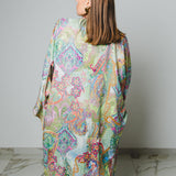 Kimono GUSTAVO sartoriale lungo in viscosa e lurex, stampa paisley