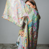 Kimono GUSTAVO sartoriale lungo in viscosa e lurex, stampa paisley