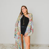 Kimono GUSTAVO sartoriale lungo in viscosa e lurex, stampa paisley