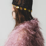 1 - Cuffia Estiva Crochet Nera con Charm Dorati-Marea
