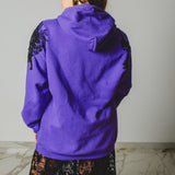 3 - Felpa Hoodie Vintage Upcycling Viola con Pizzo Nero e Strass – Pezzo Unico 2XL (Copia)