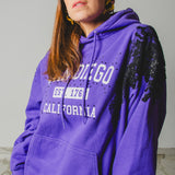3 - Felpa Hoodie Vintage Upcycling Viola con Pizzo Nero e Strass – Pezzo Unico 2XL (Copia)