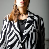 FUCHSIA JACQUARD BOMBER STYLE JACKET - REVERSIBLE IN BLACK VELVET FABRIC - CONTRASTING POCKETS