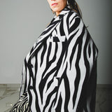 FUCHSIA JACQUARD BOMBER STYLE JACKET - REVERSIBLE IN BLACK VELVET FABRIC - CONTRASTING POCKETS