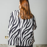 FUCHSIA JACQUARD BOMBER STYLE JACKET - REVERSIBLE IN BLACK VELVET FABRIC - CONTRASTING POCKETS