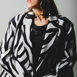 FUCHSIA JACQUARD BOMBER STYLE JACKET - REVERSIBLE IN BLACK VELVET FABRIC - CONTRASTING POCKETS