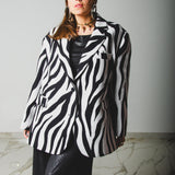 FUCHSIA JACQUARD BOMBER STYLE JACKET - REVERSIBLE IN BLACK VELVET FABRIC - CONTRASTING POCKETS