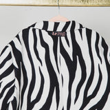 FUCHSIA JACQUARD BOMBER STYLE JACKET - REVERSIBLE IN BLACK VELVET FABRIC - CONTRASTING POCKETS