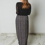 1 - ALMA Skirt – Gonna couture sartoriale in pura lana nera e rosa TG 2