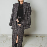 1 - ALMA Skirt – Gonna couture sartoriale in pura lana nera e rosa TG 2