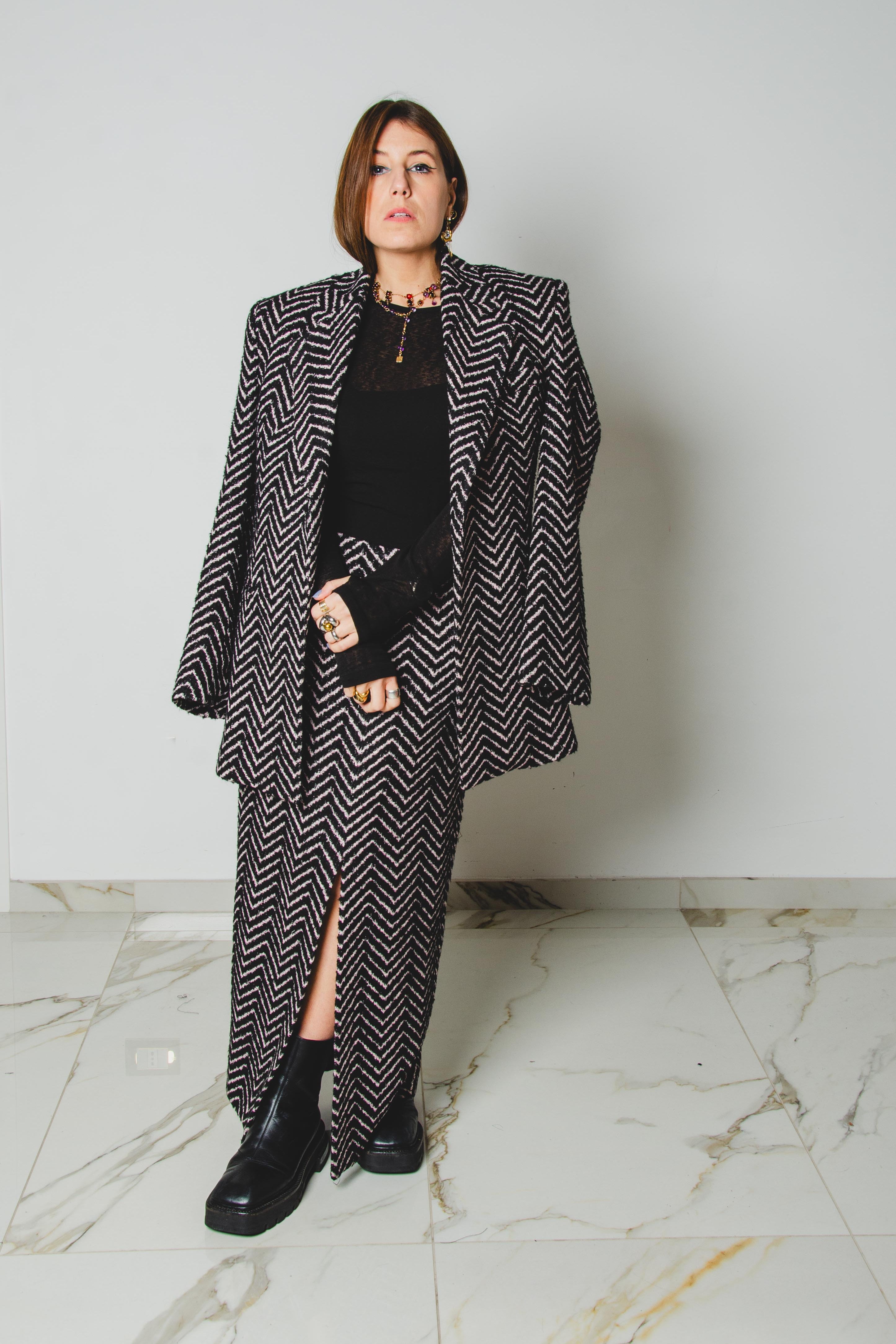 Gonna Ufficio Donna Stile Peplum, In Crepe Di Poliestere Elastico, Lunghezza Al Ginocchio - Taglia Regolare