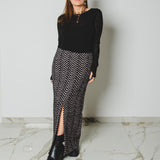 1 - ALMA Skirt – Gonna couture sartoriale in pura lana nera e rosa TG 2