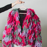 MAXI CARDIGAN-CAPPOTTO CON FRANGE MULTICOLORE - HANDMADE