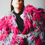 MAXI CARDIGAN-CAPPOTTO CON FRANGE MULTICOLORE - HANDMADE