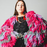 MAXI CARDIGAN-CAPPOTTO CON FRANGE MULTICOLORE - HANDMADE