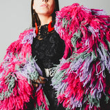MAXI CARDIGAN-CAPPOTTO CON FRANGE MULTICOLORE - HANDMADE