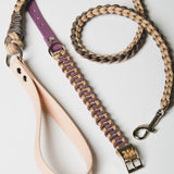 20 - PET À PORTER – VIOLET SAND | Collare gioiello beige e viola intrecciato | 25–32 cm