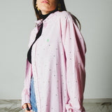200 Camicia RL rosa in cotone  leggero con strass verdi TG XL