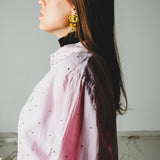 200 Camicia RL rosa in cotone  leggero con strass verdi TG XL