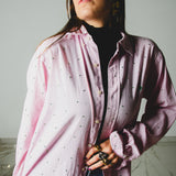 200 Camicia RL rosa in cotone  leggero con strass verdi TG XL