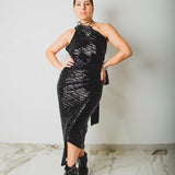 200 Gonna multiposizione MIRI in paillettes nere - elasticizzata