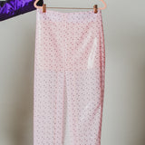 20 - ALMA Skirt – Gonna couture sartoriale in jpaillettes rosa pois neri TG 2 40/42