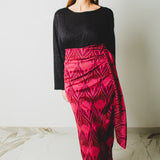 214 Gonna sartoriale MIRI in maglina rossa e rosa con lurex - Taglia 3